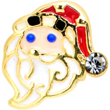 Load image into Gallery viewer, 20G 7mm Clear Gem Gold Tone Santa Christmas L Shape Nose Ring
