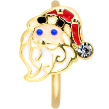 Load image into Gallery viewer, 20G 5/16 Clear Gem Gold Tone Snazzy Santa Christmas Nose Hoop
