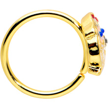 Load image into Gallery viewer, 20G 5/16 Clear Gem Gold Tone Snazzy Santa Christmas Nose Hoop
