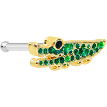 Load image into Gallery viewer, 20G 1/4 Black Green Gem Hungry Alligator Nose Bone
