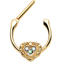 将图片加载到图库查看器，16G 5/16 Aurora Gem Gold Tone Baroque Heart Cartilage Clicker
