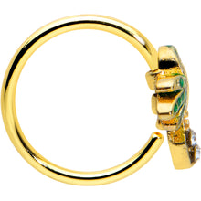 Load image into Gallery viewer, 16G 5/16 Clear Green Gem Gold Tone Retro Palm Tree Nose Hoop
