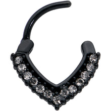 Load image into Gallery viewer, 16G 5/16 Clear CZ Gem Black Classic Chevron Cartilage Clicker
