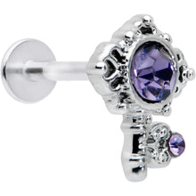 Load image into Gallery viewer, 16G 5/16 Purple Gem Unlock My Heart Key Labret Monroe Tragus
