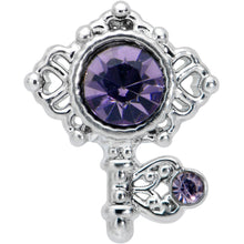 Load image into Gallery viewer, 20G 1/4 Purple Gem Unlock My Heart Key Nose Bone
