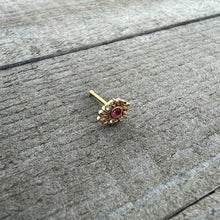 Load image into Gallery viewer, 20G 1/4 Pink Clear Gem Gold Tone Lace Love Nose Bone
