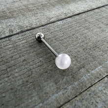 Load image into Gallery viewer, Pink Synthetic Light Rose Quartz Barbell Tongue Ring
