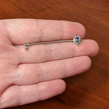 Load image into Gallery viewer, 14G Purple Gem Unlock My Heart Key Industrial Barbell 38mm
