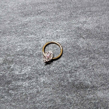 Load image into Gallery viewer, 16G 3/8 Pink Clear Gem Gold Tone Lace Love Hinged Segment Ring

