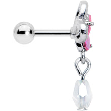 Load image into Gallery viewer, 16G 1/4 Heart Pink Butterfly Dangle Cartilage Tragus Earring
