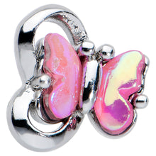 Load image into Gallery viewer, 20G 7mm Heart Pink Butterfly L Shape Nose Ring
