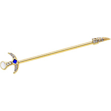 将图片加载到图库查看器，14G Clear Gem Gold Tone Sabre Sword Industrial Barbell 38mm
