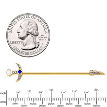 将图片加载到图库查看器，14G Clear Gem Gold Tone Sabre Sword Industrial Barbell 38mm
