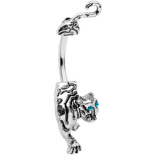 将图片加载到图库查看器，Blue Gem Prowling Tiger Double Mount Belly Ring
