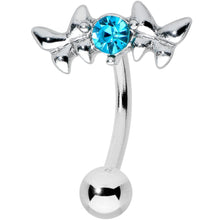 Load image into Gallery viewer, Blue Gem Sweet Butterflies Top Mount Belly Ring
