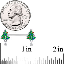 Load image into Gallery viewer, 14G 1/2 Clear Blue Red Gem Christmas Tree Barbell Nipple Ring Set
