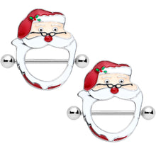 Load image into Gallery viewer, 14G 5/8 Festive Red Nosed Santa Claus Christmas Nipple Shield Set
