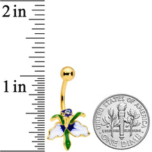 Load image into Gallery viewer, Clear Gem Gold Tone Iris Flower Belly Ring
