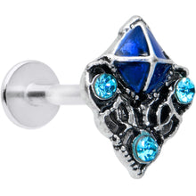 Load image into Gallery viewer, 16G 5/16 Blue Gem Rococo Blue Labret Monroe Tragus
