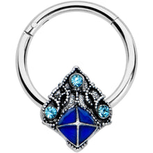 将图片加载到图库查看器，16G 3/8 Blue Gem Rococo Blue Hinged Segment Ring
