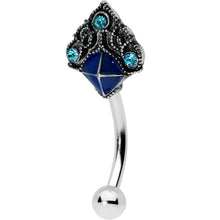 Load image into Gallery viewer, 16G 5/16 Blue Gem Rococo Blue Curved Eyebrow Ring
