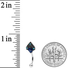 Load image into Gallery viewer, 16G 5/16 Blue Gem Rococo Blue Curved Eyebrow Ring
