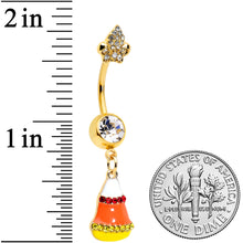 Load image into Gallery viewer, Clear Red Gem Gold Hue Candy Corn Treat Bag Dangle Belly Ring Set of 2

