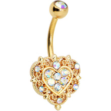 Load image into Gallery viewer, Aurora Gem Gold Tone Baroque Heart Valentines Day Belly Ring
