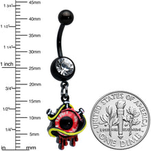 将图片加载到图库查看器，Clear Gem Black Spiky Eyeball Halloween Dangle Belly Ring
