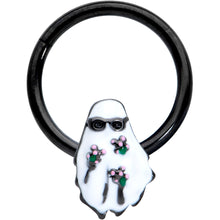 Load image into Gallery viewer, 16G 3/8 Black Hipster Ghost Halloween Hinged Segment Ring

