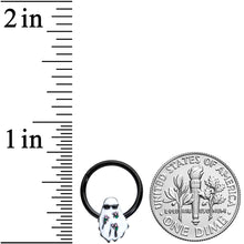 Load image into Gallery viewer, 16G 3/8 Black Hipster Ghost Halloween Hinged Segment Ring
