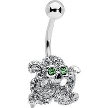 Load image into Gallery viewer, Clear Green Gem Sunglasses Octopus Belly Ring
