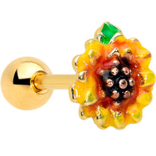 Load image into Gallery viewer, 16G 1/4 Gold Tone Summer Sunflower Cartilage Tragus Earring
