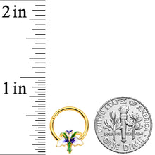 Load image into Gallery viewer, 16G 3/8 Clear Gem Gold Tone Iris Flower Hinged Segment Ring
