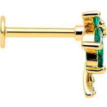 Load image into Gallery viewer, 16G 5/16 Clear Green Gem Gold Tone Palm Tree Labret Monroe Tragus
