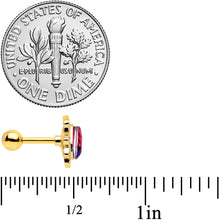 Load image into Gallery viewer, 16G 1/4 Purple Tourmaline Gold Tone Drop Cartilage Tragus Earring

