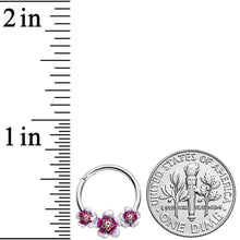 Load image into Gallery viewer, 16G 3/8 Red Purple Double Flower Hinged Segment Ring
