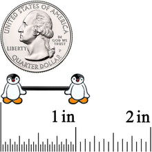 Load image into Gallery viewer, 14G 9/16 Black Baby Penguin Barbell Nipple Ring Set
