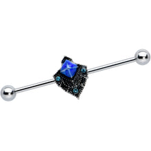 Load image into Gallery viewer, 14G Blue Gem Rococo Blues Elegant Industrial Barbell 38mm

