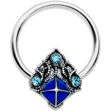 将图片加载到图库查看器，16G 3/8 Blue Gem Rococo Blue BCR Captive Ring
