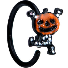 Load image into Gallery viewer, 20G 5/16 Black Dancing Skeleton Pumpkin Halloween Nose Hoop
