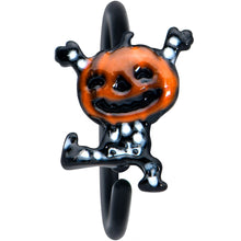 Load image into Gallery viewer, 20G 5/16 Black Dancing Skeleton Pumpkin Halloween Nose Hoop
