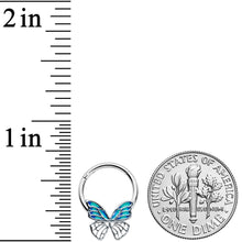 Load image into Gallery viewer, 16G 3/8 Simple Blue Butterfly Wings Hinged Segment Ring
