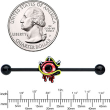 Load image into Gallery viewer, 14G Black Spiky Eyeball Halloween Industrial Barbell 38mm
