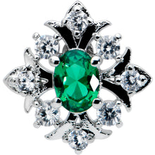 Load image into Gallery viewer, 20G 1/4 Green Gem Ornate Art Deco Nose Bone
