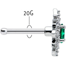 Load image into Gallery viewer, 20G 1/4 Green Gem Ornate Art Deco Nose Bone
