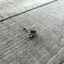 Load image into Gallery viewer, 20G 1/4 Green Gem Ornate Art Deco Nose Bone
