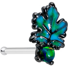 Load image into Gallery viewer, 20G 1/4 Green Synthetic Opal Fall Leaf Nose Bone
