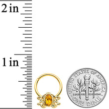 Load image into Gallery viewer, 16G 3/8 Yellow Gem Gold Tone Duet Scroll Hinged Segment Ring
