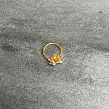 Load image into Gallery viewer, 16G 3/8 Yellow Gem Gold Tone Duet Scroll Hinged Segment Ring
